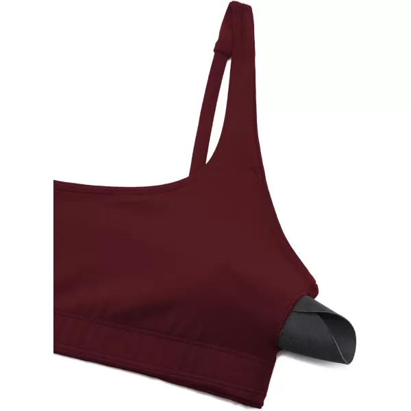 CRZ YOGA Butterluxe Spaghetti Strap Sports Bras for Women  Square Neck Yoga Wireless Bra Padded Cami Crop TopRed Merlot