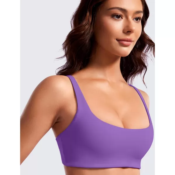 CRZ YOGA Butterluxe Spaghetti Strap Sports Bras for Women  Square Neck Yoga Wireless Bra Padded Cami Crop TopRoyal Lilac