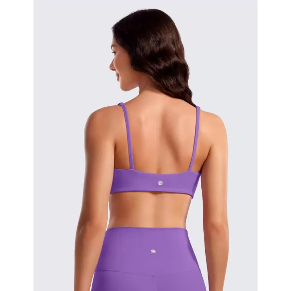 CRZ YOGA Butterluxe Spaghetti Strap Sports Bras for Women  Square Neck Yoga Wireless Bra Padded Cami Crop TopRoyal Lilac