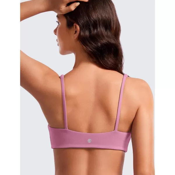 CRZ YOGA Butterluxe Spaghetti Strap Sports Bras for Women  Square Neck Yoga Wireless Bra Padded Cami Crop TopVelvet Dust