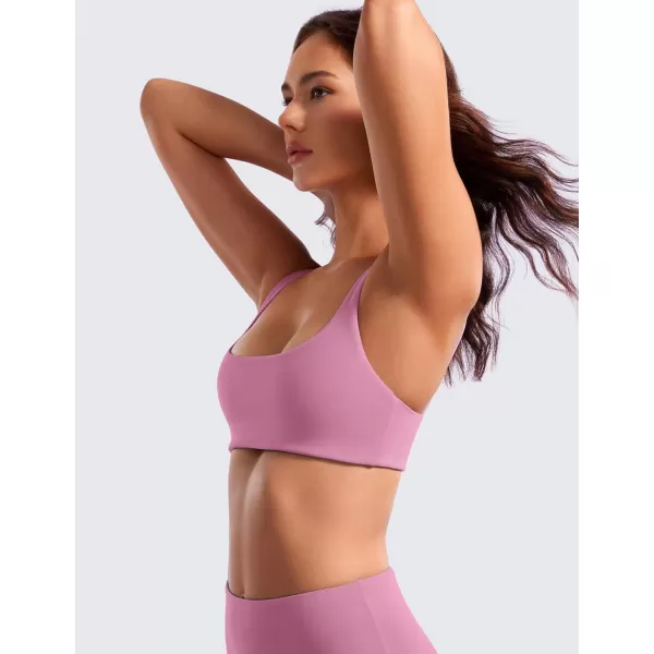 CRZ YOGA Butterluxe Spaghetti Strap Sports Bras for Women  Square Neck Yoga Wireless Bra Padded Cami Crop TopVelvet Dust