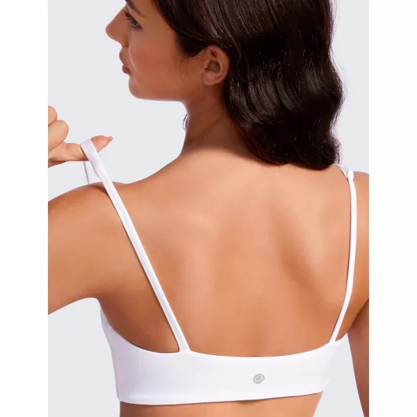 CRZ YOGA Butterluxe Spaghetti Strap Sports Bras for Women  Square Neck Yoga Wireless Bra Padded Cami Crop TopWhite