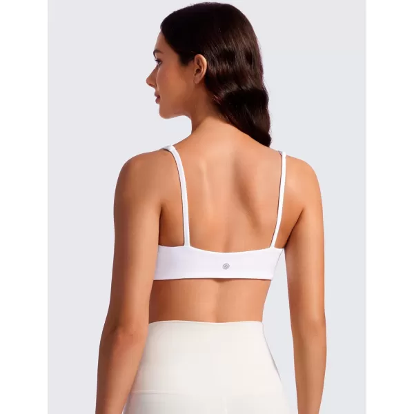 CRZ YOGA Butterluxe Spaghetti Strap Sports Bras for Women  Square Neck Yoga Wireless Bra Padded Cami Crop TopWhite