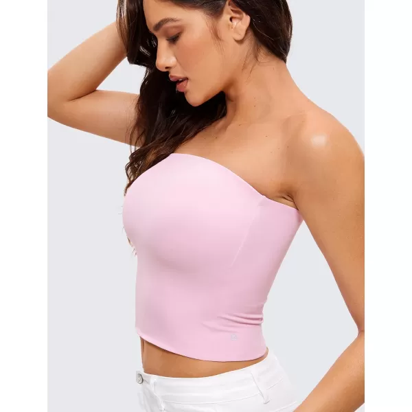 CRZ YOGA Butterluxe Tube Tops for Women Double Lined Basic Bandeau Cropped Tops Strapless Casual Going Out Crop TopPink Peony