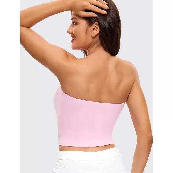 CRZ YOGA Butterluxe Tube Tops for Women Double Lined Basic Bandeau Cropped Tops Strapless Casual Going Out Crop TopPink Peony