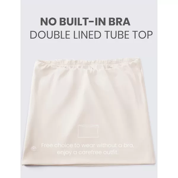 CRZ YOGA Butterluxe Tube Tops for Women Double Lined Basic Bandeau Cropped Tops Strapless Casual Going Out Crop TopWhite Apricot