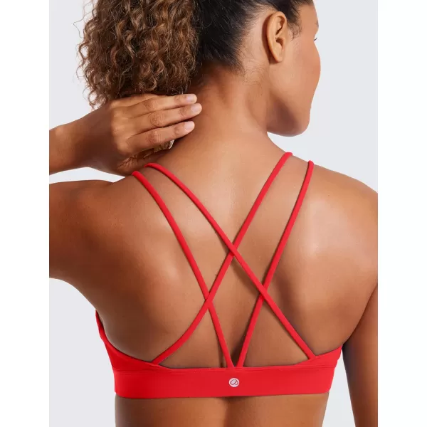 CRZ YOGA Butterluxe V Neck Strappy Sports Bras for Women  Thin Spaghetti Strap Padded Bra Sexy Wireless Yoga Bra Crop TopDeep Red