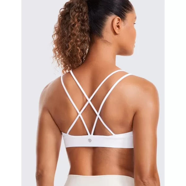 CRZ YOGA Butterluxe V Neck Strappy Sports Bras for Women  Thin Spaghetti Strap Padded Bra Sexy Wireless Yoga Bra Crop TopWhite