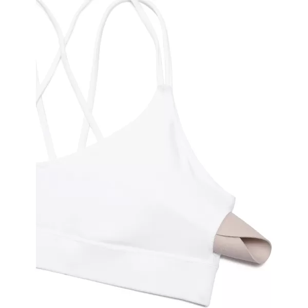 CRZ YOGA Butterluxe V Neck Strappy Sports Bras for Women  Thin Spaghetti Strap Padded Bra Sexy Wireless Yoga Bra Crop TopWhite