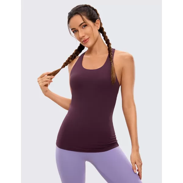 CRZ YOGA Butterluxe Women Workout Racerback Tank Tops with Built in Bra  Scoop Neck Padded Slimming Yoga Long CamisoleDeep Purple