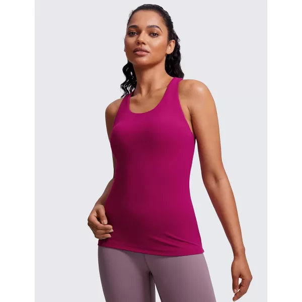 CRZ YOGA Butterluxe Women Workout Racerback Tank Tops with Built in Bra  Scoop Neck Padded Slimming Yoga Long CamisoleMagenta Purple