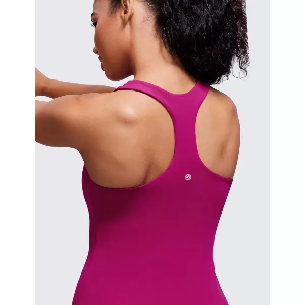 CRZ YOGA Butterluxe Women Workout Racerback Tank Tops with Built in Bra  Scoop Neck Padded Slimming Yoga Long CamisoleMagenta Purple