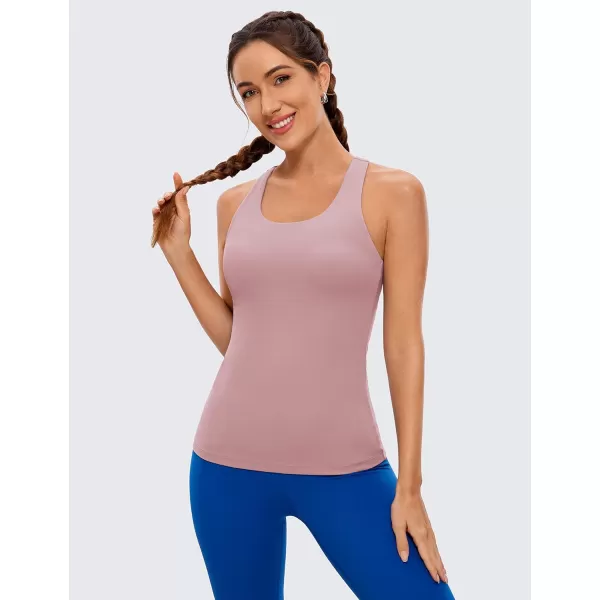 CRZ YOGA Butterluxe Women Workout Racerback Tank Tops with Built in Bra  Scoop Neck Padded Slimming Yoga Long CamisoleRose Fragrant Purple