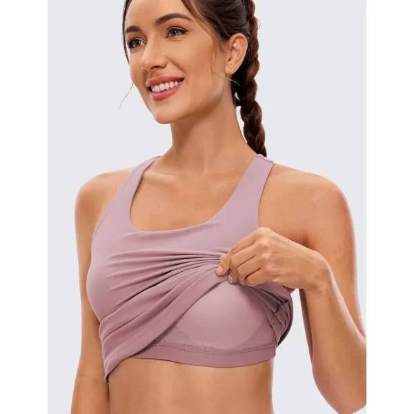 CRZ YOGA Butterluxe Women Workout Racerback Tank Tops with Built in Bra  Scoop Neck Padded Slimming Yoga Long CamisoleRose Fragrant Purple