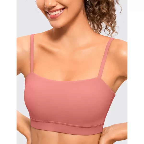 CRZ YOGA Butterluxe Womens Adjustable Spaghetti Thin Strap Sports Bra  Padded Wireless Square Neck Workout Yoga BraBriar Rose