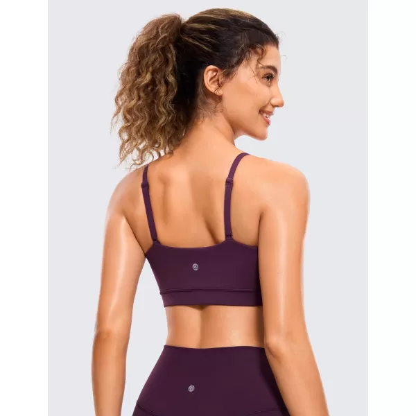 CRZ YOGA Butterluxe Womens Adjustable Spaghetti Thin Strap Sports Bra  Padded Wireless Square Neck Workout Yoga BraDeep Purple