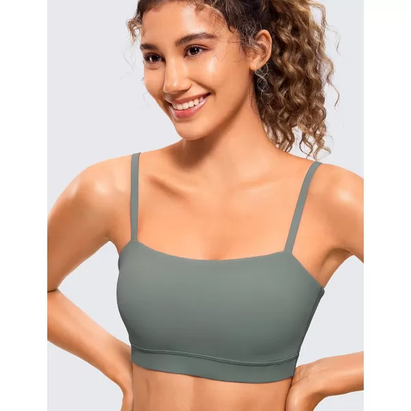 CRZ YOGA Butterluxe Womens Adjustable Spaghetti Thin Strap Sports Bra  Padded Wireless Square Neck Workout Yoga BraGrey Sage