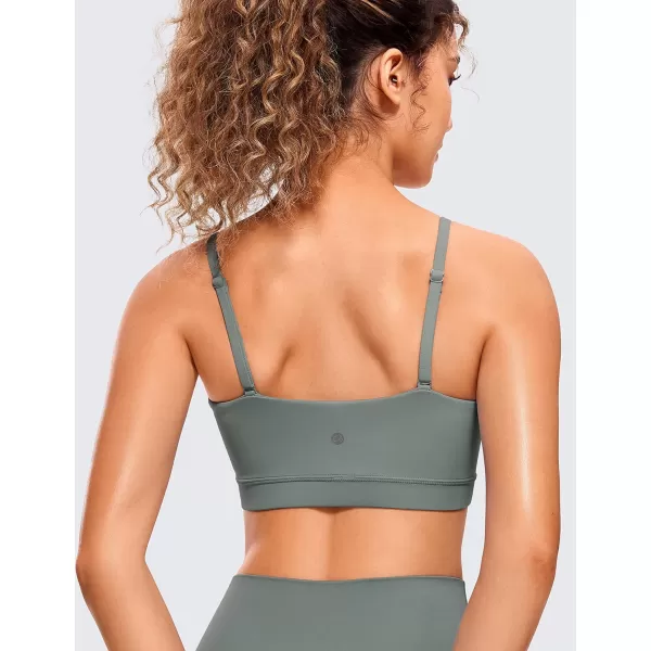 CRZ YOGA Butterluxe Womens Adjustable Spaghetti Thin Strap Sports Bra  Padded Wireless Square Neck Workout Yoga BraGrey Sage