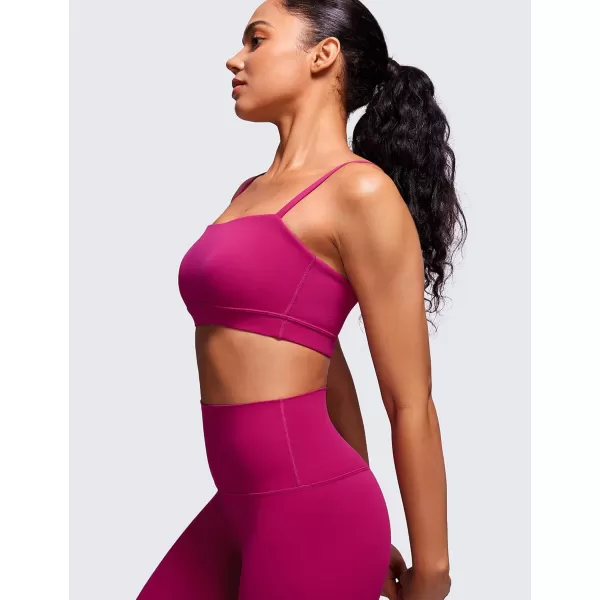 CRZ YOGA Butterluxe Womens Adjustable Spaghetti Thin Strap Sports Bra  Padded Wireless Square Neck Workout Yoga BraMagenta Purple