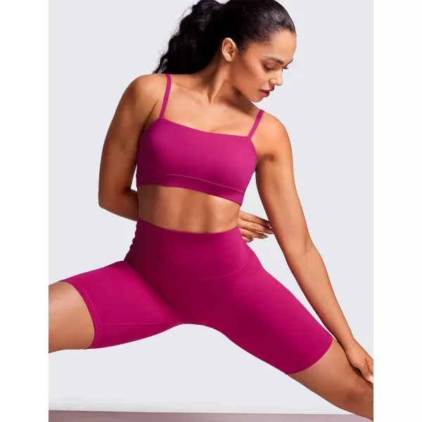 CRZ YOGA Butterluxe Womens Adjustable Spaghetti Thin Strap Sports Bra  Padded Wireless Square Neck Workout Yoga BraMagenta Purple