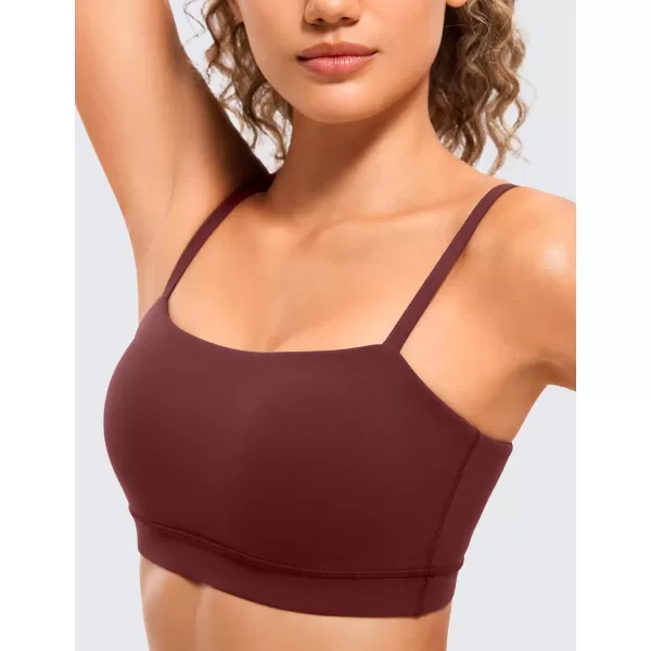 CRZ YOGA Butterluxe Womens Adjustable Spaghetti Thin Strap Sports Bra  Padded Wireless Square Neck Workout Yoga BraNoctilucence Red