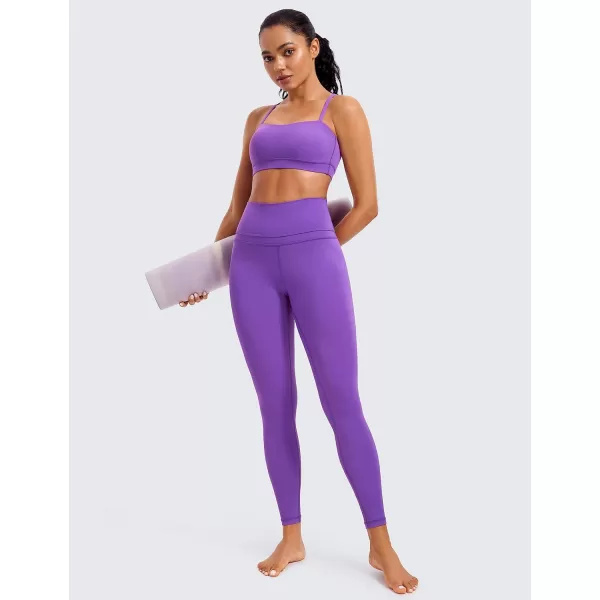 CRZ YOGA Butterluxe Womens Adjustable Spaghetti Thin Strap Sports Bra  Padded Wireless Square Neck Workout Yoga BraRoyal Lilac