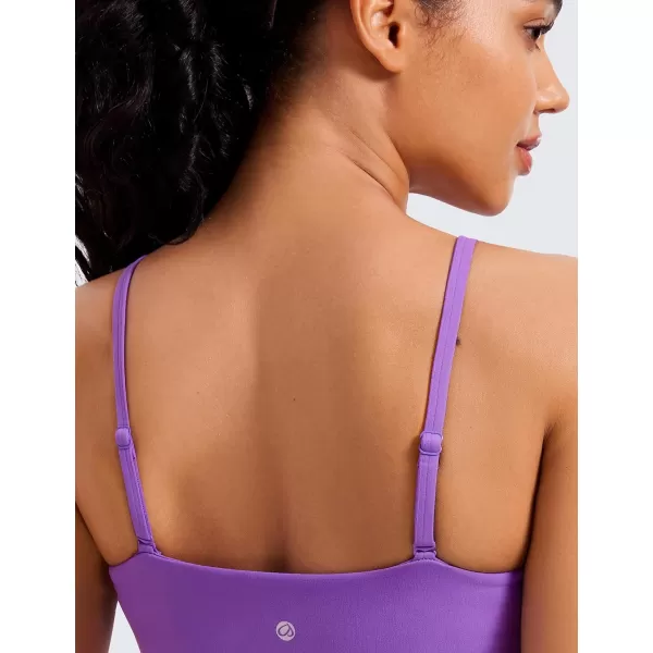 CRZ YOGA Butterluxe Womens Adjustable Spaghetti Thin Strap Sports Bra  Padded Wireless Square Neck Workout Yoga BraRoyal Lilac