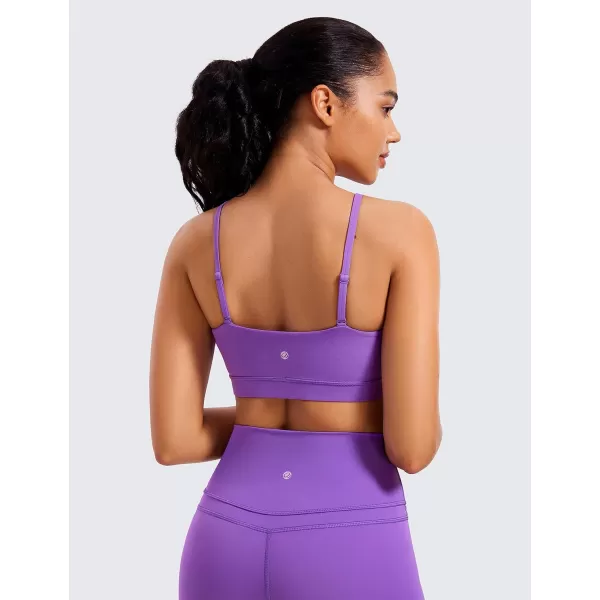 CRZ YOGA Butterluxe Womens Adjustable Spaghetti Thin Strap Sports Bra  Padded Wireless Square Neck Workout Yoga BraRoyal Lilac