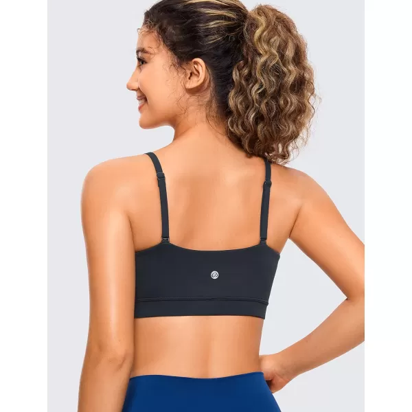 CRZ YOGA Butterluxe Womens Adjustable Spaghetti Thin Strap Sports Bra  Padded Wireless Square Neck Workout Yoga BraTrue Navy