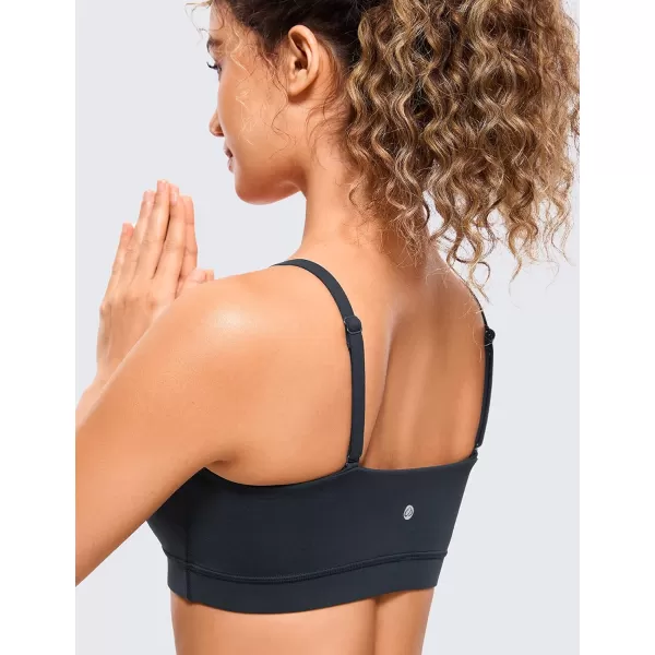 CRZ YOGA Butterluxe Womens Adjustable Spaghetti Thin Strap Sports Bra  Padded Wireless Square Neck Workout Yoga BraTrue Navy