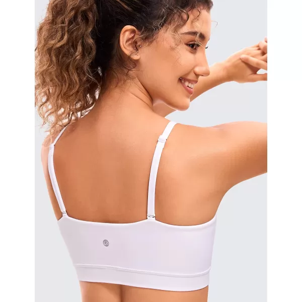 CRZ YOGA Butterluxe Womens Adjustable Spaghetti Thin Strap Sports Bra  Padded Wireless Square Neck Workout Yoga BraWhite