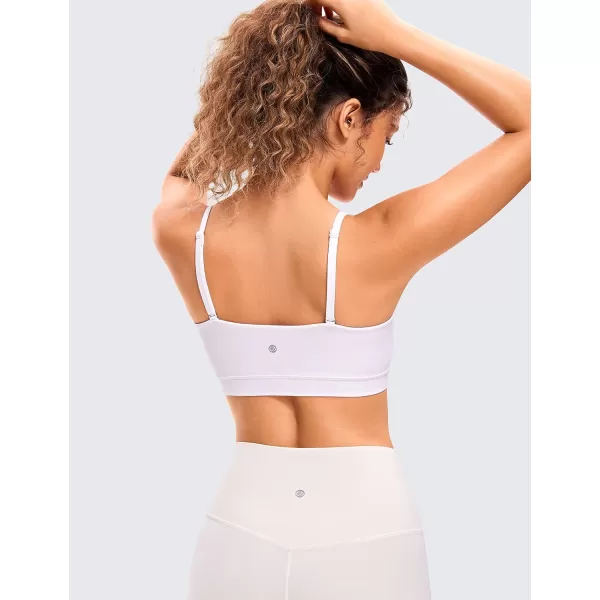 CRZ YOGA Butterluxe Womens Adjustable Spaghetti Thin Strap Sports Bra  Padded Wireless Square Neck Workout Yoga BraWhite