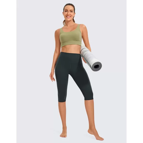 CRZ YOGA Butterluxe Womens Capri Leggings  145 Knee Length High Waisted Summer Workout Short Leggings Buttery Soft PantsDark Green