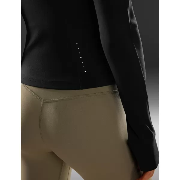 CRZ YOGA Butterluxe Womens Cropped Slim Fit Workout Jackets  Weightless Track Athletic Full Zip Jacket with Thumb HolesBlack