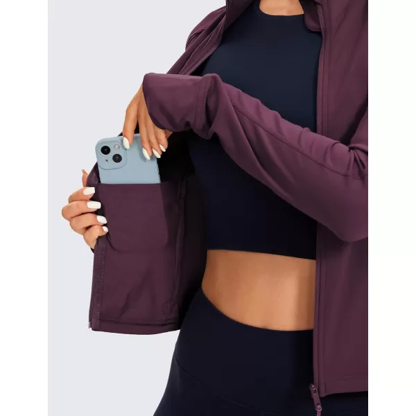 CRZ YOGA Butterluxe Womens Cropped Slim Fit Workout Jackets  Weightless Track Athletic Full Zip Jacket with Thumb HolesDeep Purple