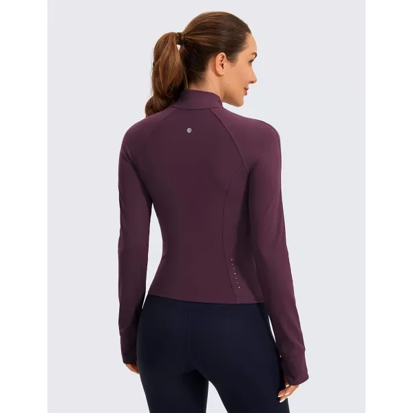 CRZ YOGA Butterluxe Womens Cropped Slim Fit Workout Jackets  Weightless Track Athletic Full Zip Jacket with Thumb HolesDeep Purple