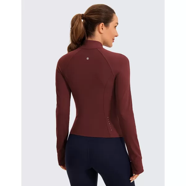 CRZ YOGA Butterluxe Womens Cropped Slim Fit Workout Jackets  Weightless Track Athletic Full Zip Jacket with Thumb HolesNoctilucence Red