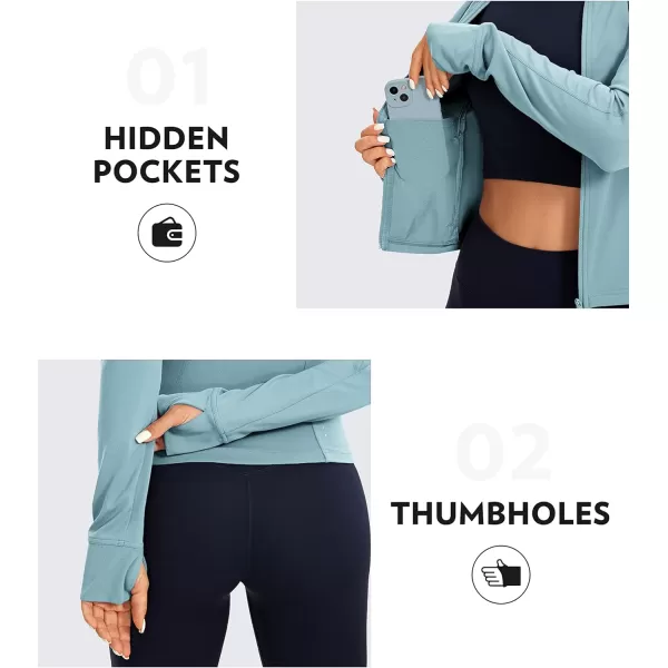 CRZ YOGA Butterluxe Womens Cropped Slim Fit Workout Jackets  Weightless Track Athletic Full Zip Jacket with Thumb HolesPure Blue