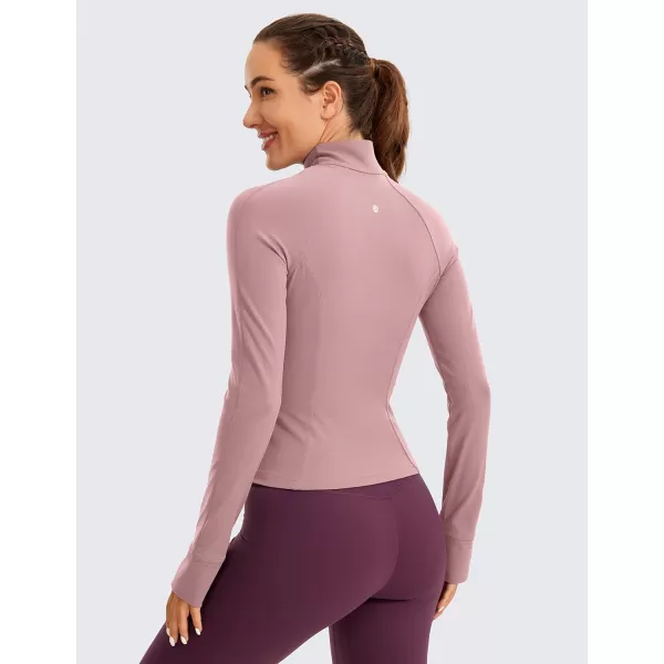 CRZ YOGA Butterluxe Womens Cropped Slim Fit Workout Jackets  Weightless Track Athletic Full Zip Jacket with Thumb HolesRose Fragrant Purple