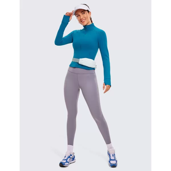 CRZ YOGA Butterluxe Womens Cropped Slim Fit Workout Jackets  Weightless Track Athletic Full Zip Jacket with Thumb HolesSupersonic Blue