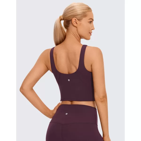 CRZ YOGA Butterluxe Womens High Neck Longline Sports Bra  U Back Padded Crop Workout Tank Top with Built in BraDeep Purple