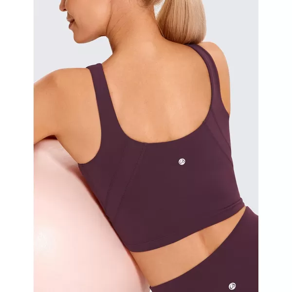 CRZ YOGA Butterluxe Womens High Neck Longline Sports Bra  U Back Padded Crop Workout Tank Top with Built in BraDeep Purple