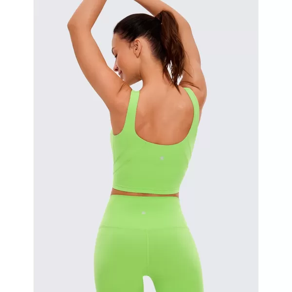 CRZ YOGA Butterluxe Womens High Neck Longline Sports Bra  U Back Padded Crop Workout Tank Top with Built in BraGreen Glow