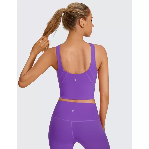 CRZ YOGA Butterluxe Womens High Neck Longline Sports Bra  U Back Padded Crop Workout Tank Top with Built in BraRoyal Lilac