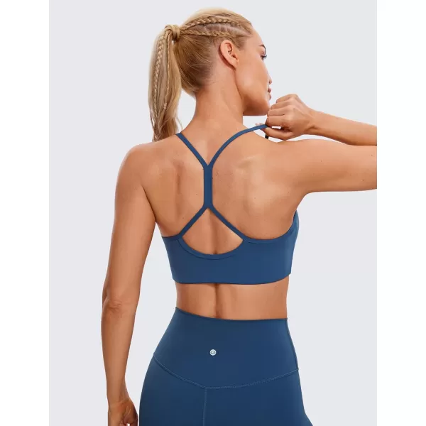 CRZ YOGA Butterluxe Womens High Neck Y Back Sports Bra  Padded Halter Racerback Spaghetti Thin Strap Workout Yoga BraFrench Navy