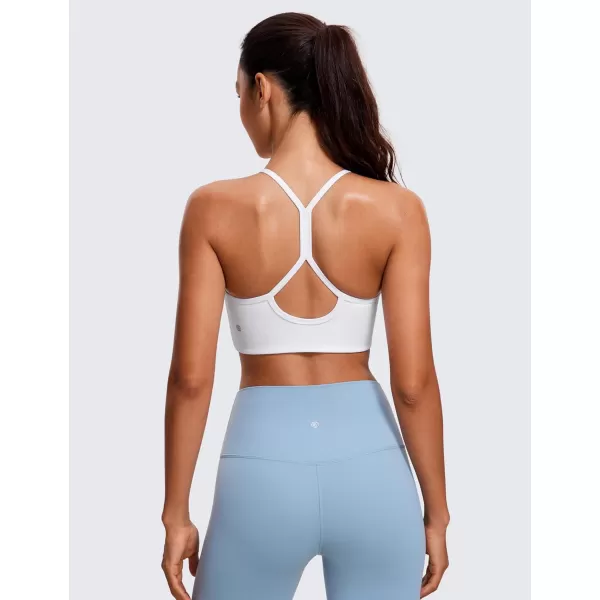 CRZ YOGA Butterluxe Womens High Neck Y Back Sports Bra  Padded Halter Racerback Spaghetti Thin Strap Workout Yoga BraWhite