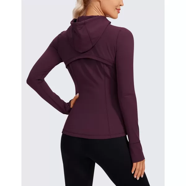 CRZ YOGA Butterluxe Womens Hooded Workout Jacket  Zip Up Athletic Running Jacket with Back Mesh Vent  Thumb HolesDeep Purple