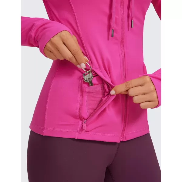 CRZ YOGA Butterluxe Womens Hooded Workout Jacket  Zip Up Athletic Running Jacket with Back Mesh Vent  Thumb HolesHibiscus Purple