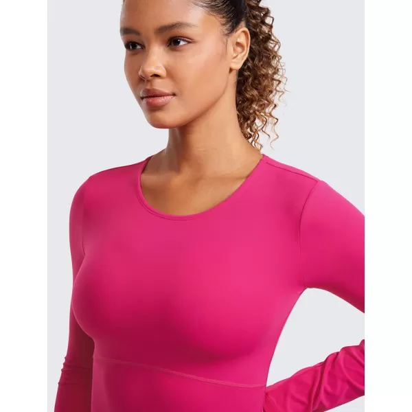 CRZ YOGA Butterluxe Womens Long Sleeve Crop Yoga Shirts Slim Fit Cropped Workout Tops Athletic Casual Basic Tight ShirtGranita Pink