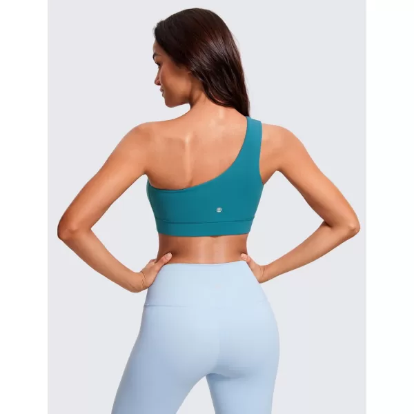 CRZ YOGA Butterluxe Womens One Shoulder Sports Bra  Sleeveless One Strap Low Impact Asymmetrical Workout Yoga BraBorealis Green